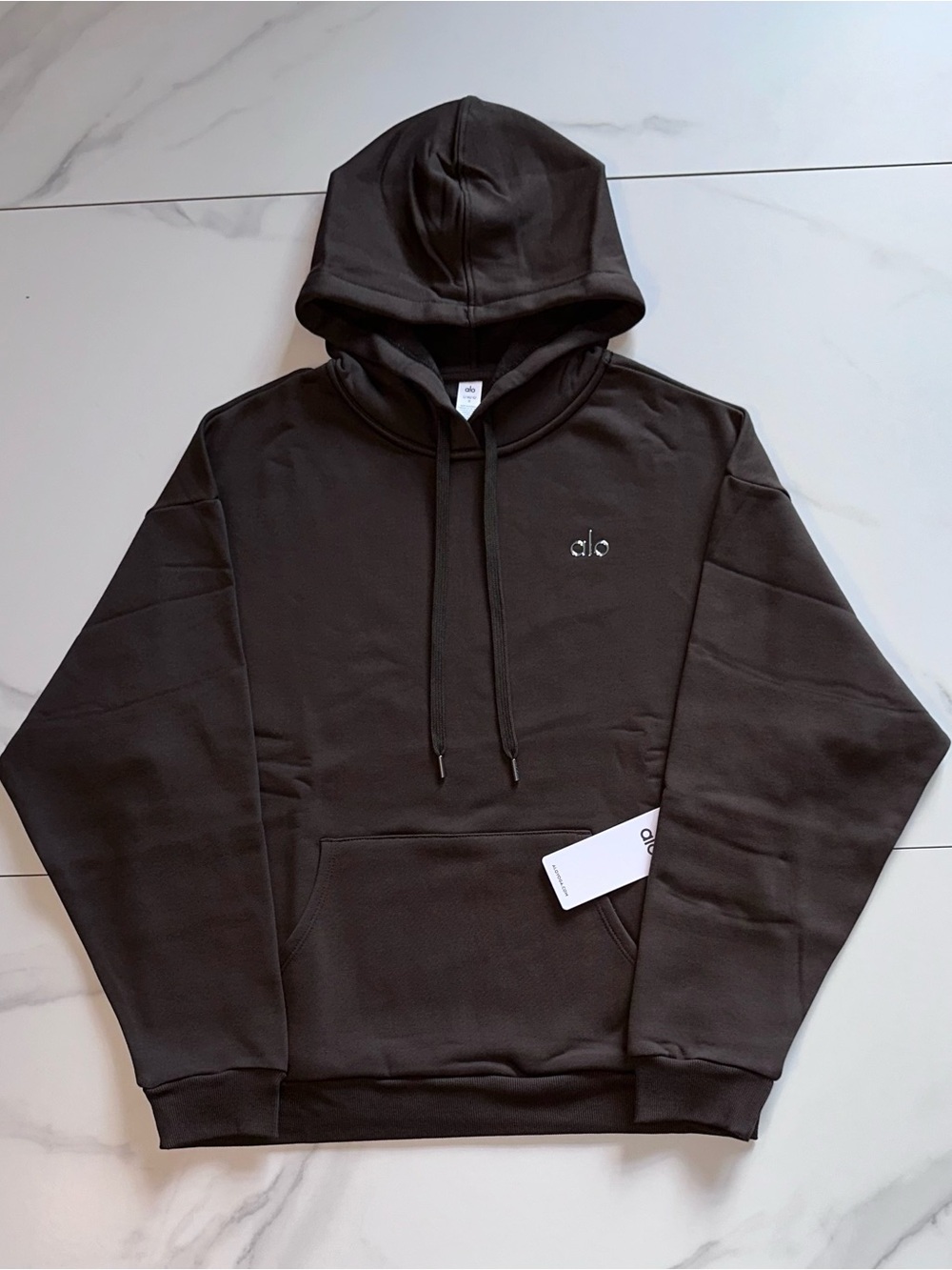 Alo Yoga Accolade Hoodie Pullover Sweatshirt Espresso Brown Size Large